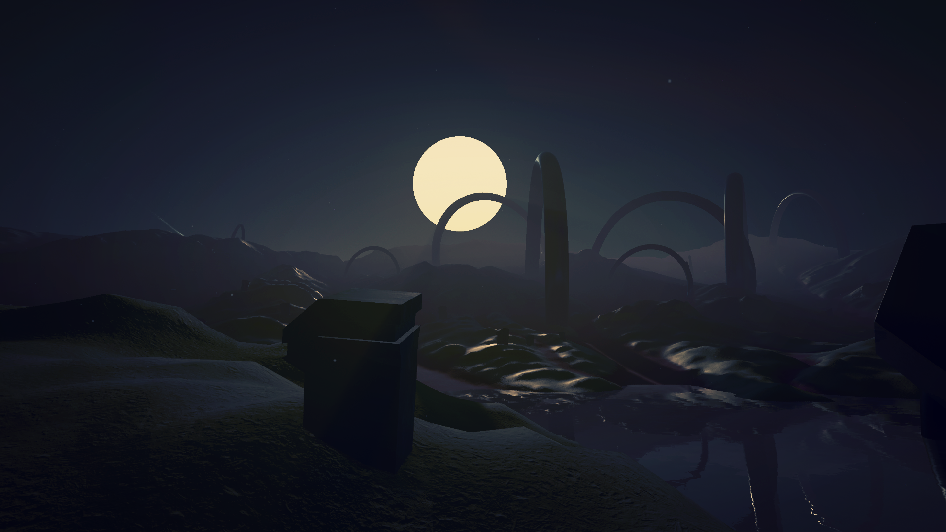 Each world in DreamTank is procedurally generated by the engine on the fly, giving the viewer a unique experience with each playthrough.
