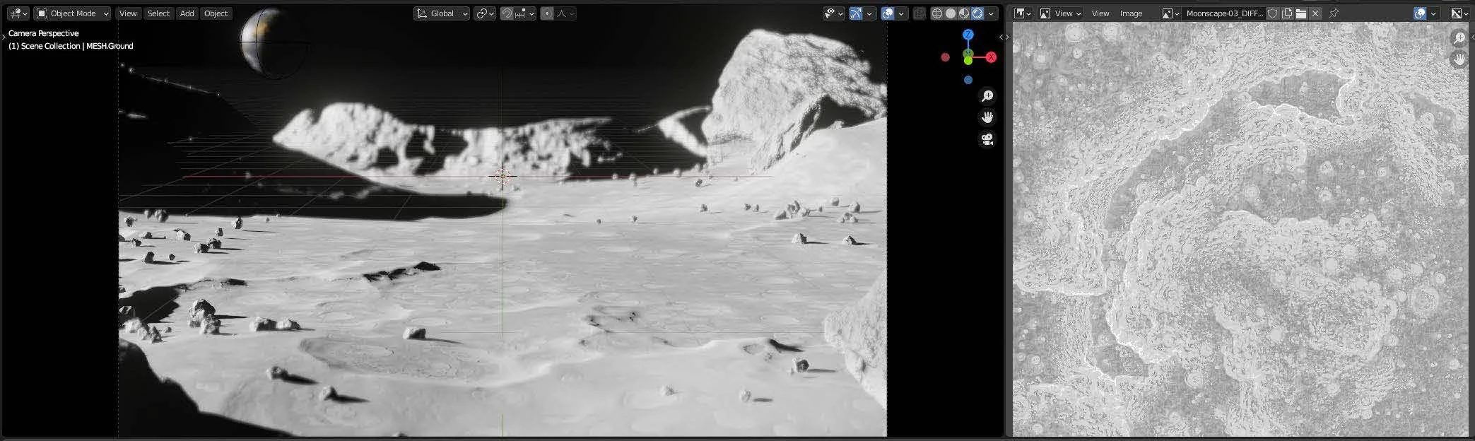 Harsh lighting and the earthrise helped sell the illusion